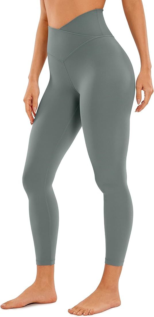 Womens Butterluxe Cross Waist Workout Leggings 25" / 28" - V Crossover High Waisted Gym Athletic ... | Amazon (US)