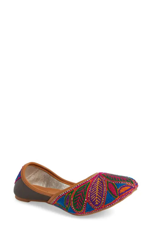 FUCHSIA Olivia Embroidered Pointed Toe Flat in Pink at Nordstrom, Size 10 | Nordstrom
