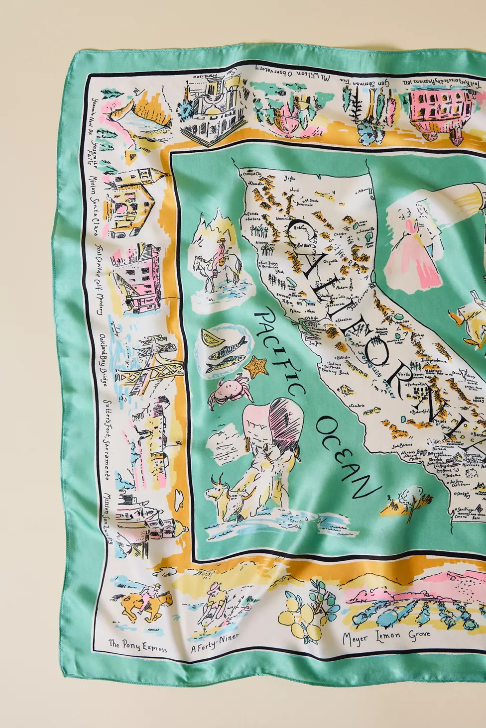 Destination Pattern Satin Scarf | Urban Outfitters (US and RoW)