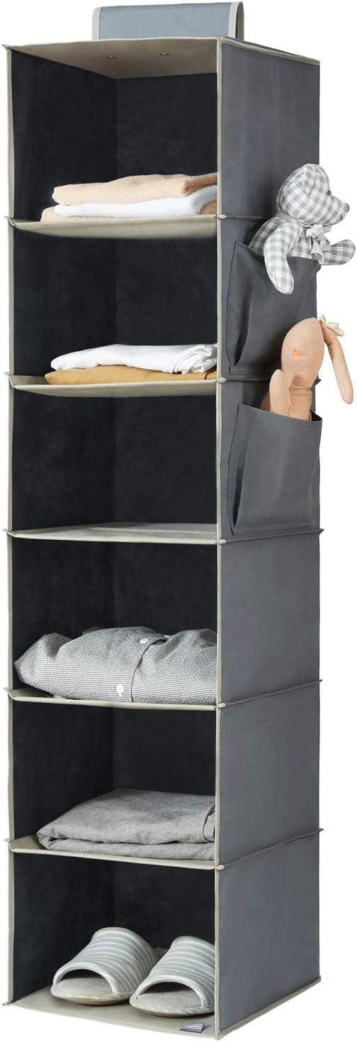 YOUDENOVA Hanging Closet Organizers and Storage, 6-Shelf Closet Hanging Storage Shelves, Grey | Amazon (US)