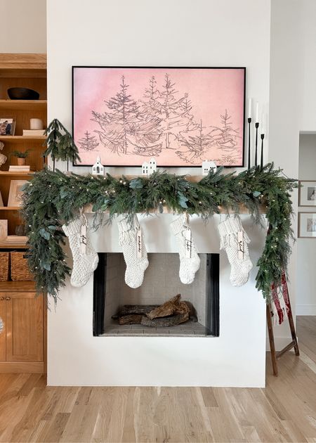 Simple mantle decor! Linked what I could or similar options to achieve the same look. 

Stockings - TJ MAXX
