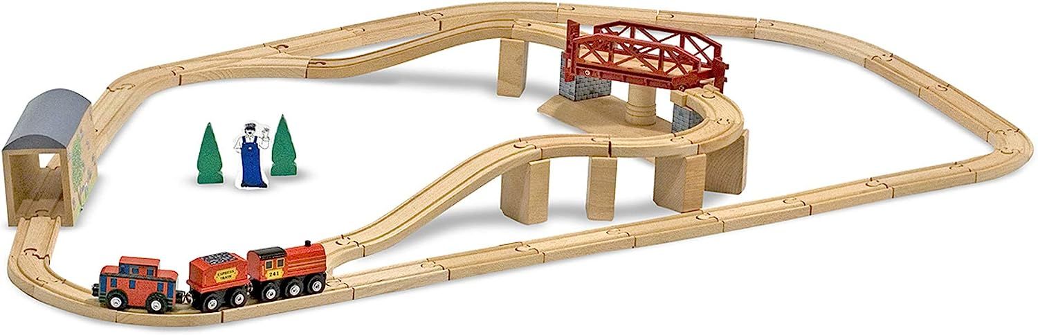 Melissa & Doug Swivel Bridge Wooden Train Set (47 pcs) | Amazon (US)