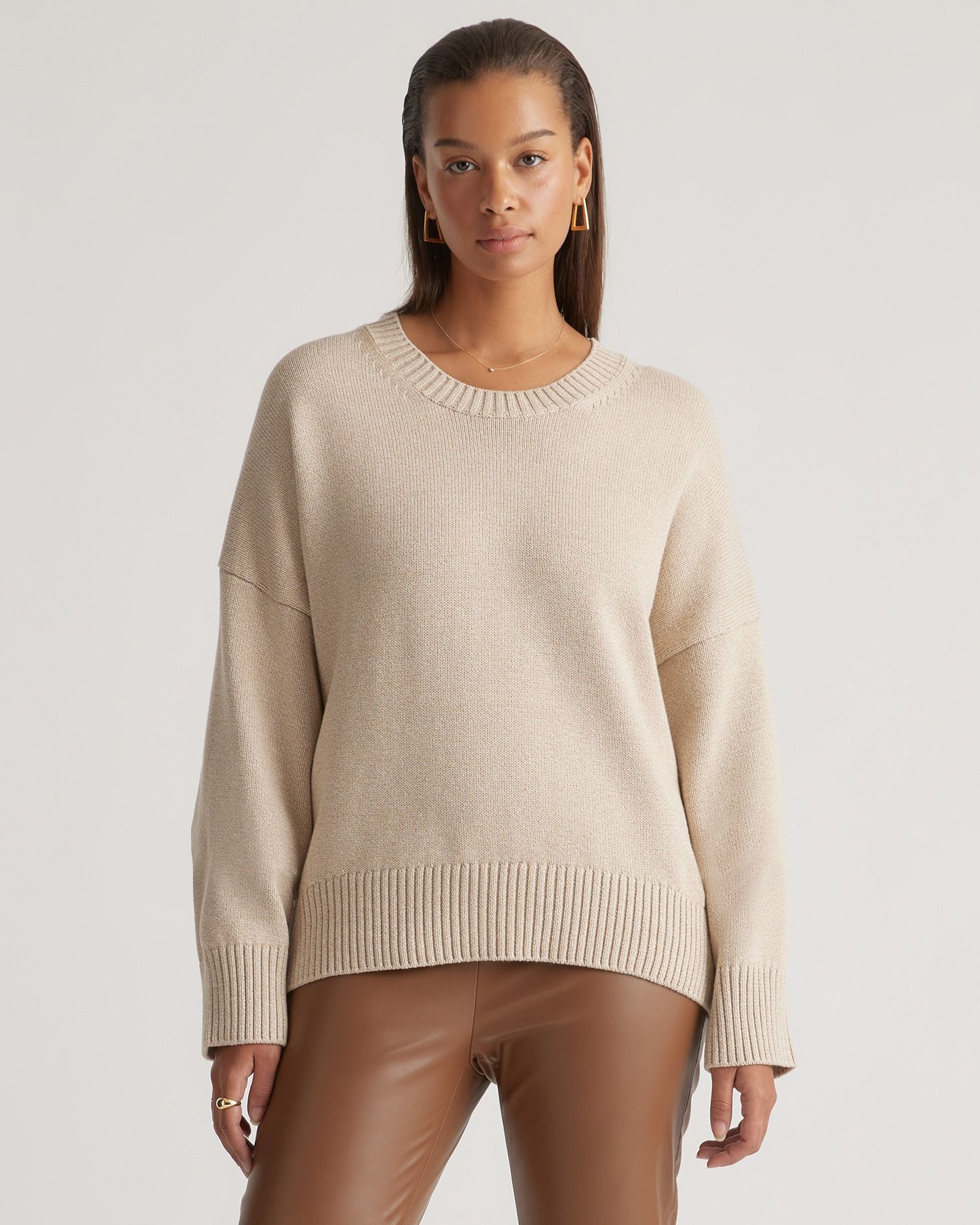 100% Organic Cotton Boyfriend Crew Sweater | Quince