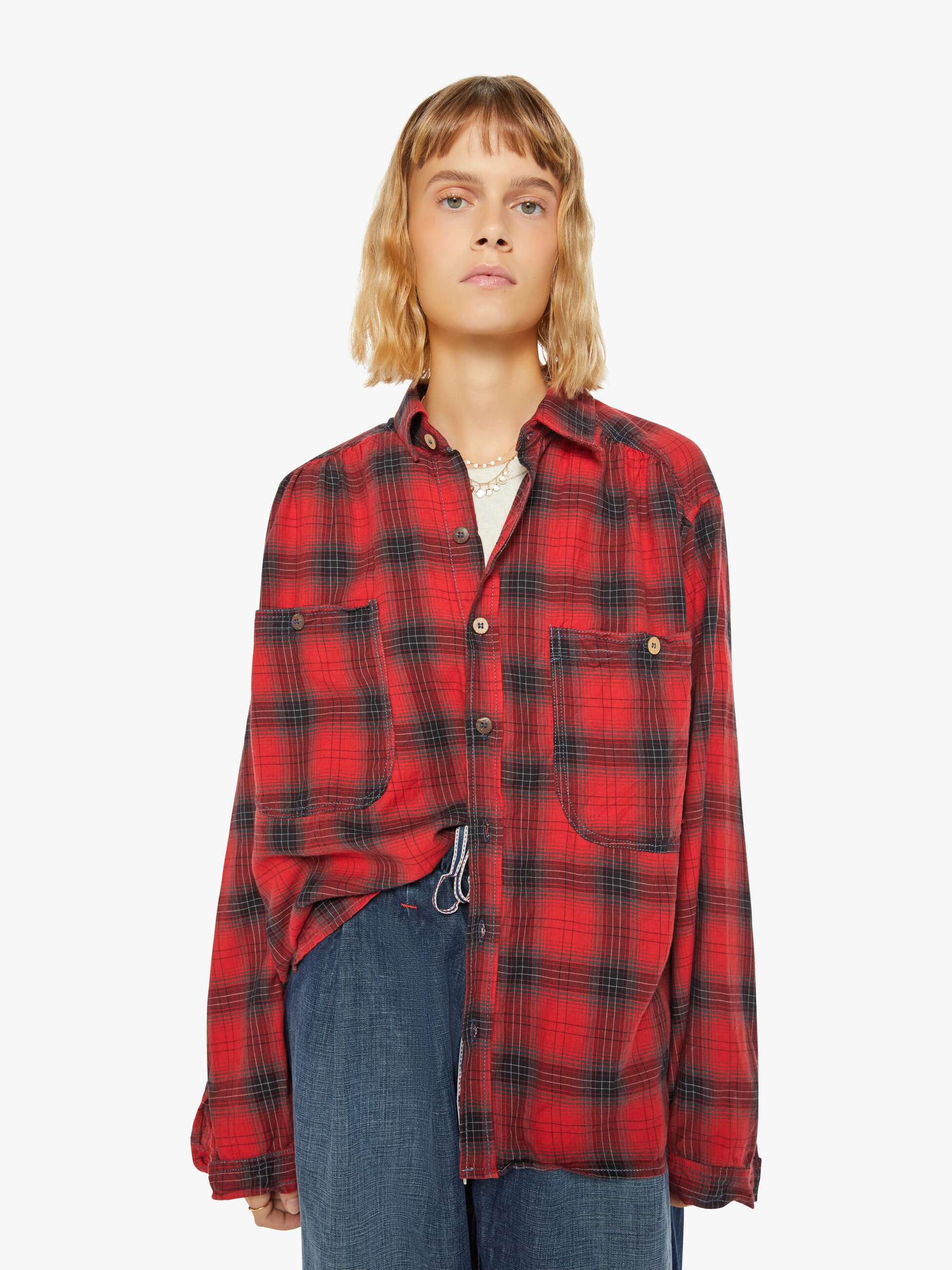 Dr. Collectors Picasso Shirt - Red Plaid | Mother Denim