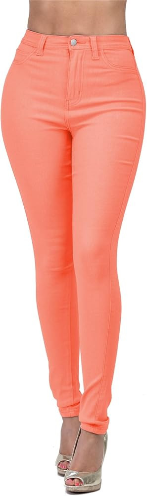 High Waisted-Rise Colored Stretch Skinny Destroyed Ripped Distressed Jeans for Women Olive Mustar... | Amazon (US)