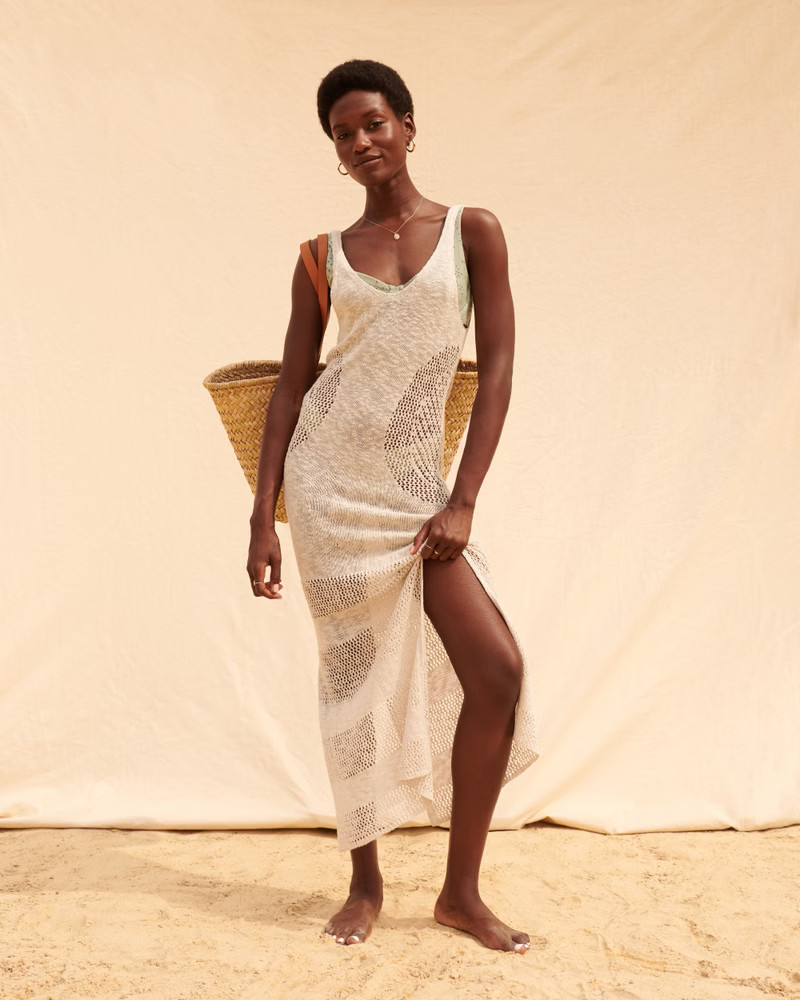 Crochet Beach Midi Dress Coverup | Abercrombie & Fitch (US)