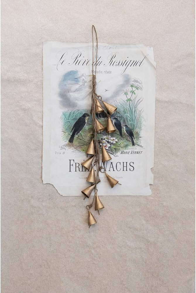 Bellshub Hanging Metal Bell Cluster with Jute Rope, Antique Brass Finish | Amazon (US)