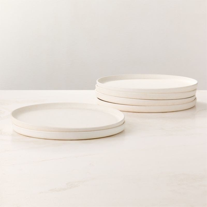 Drift White Dinner Plates with Reactive Glaze Set of 6 + Reviews | CB2 | CB2