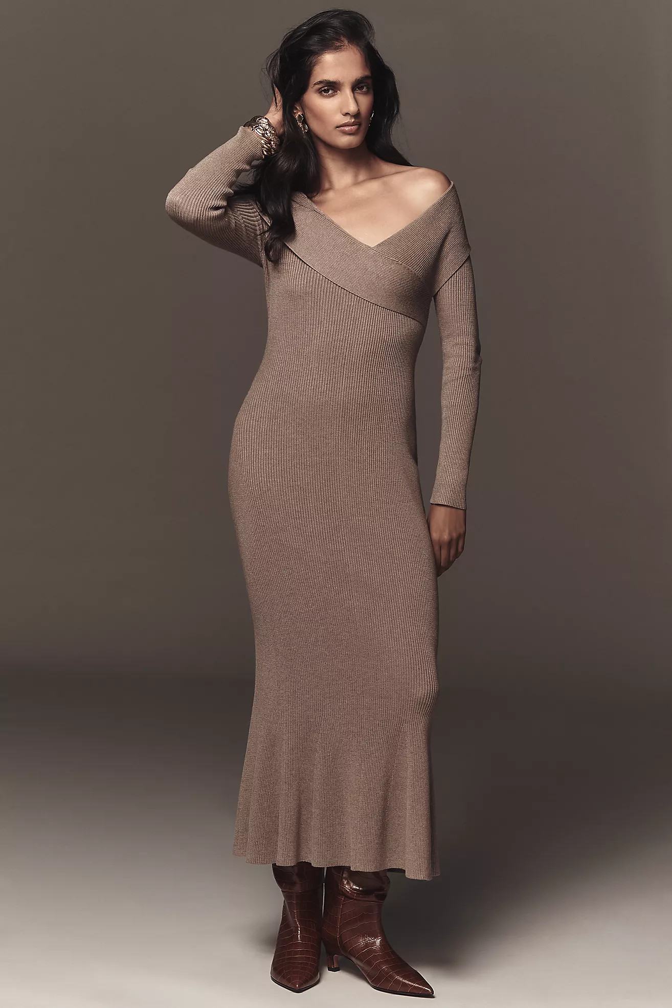 By Anthropologie Off-Shoulder Slim Sweater Dress | Anthropologie (US)