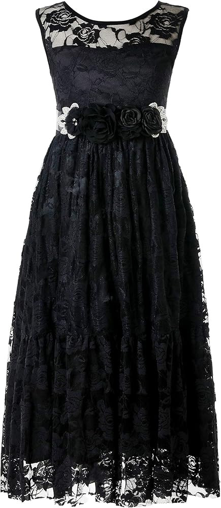 Black + Rhinestone Floral Sash- Ankle Length | Amazon (US)