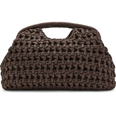 MANGO Natural Fiber Frame Clutch in Chocolate at Nordstrom | Nordstrom
