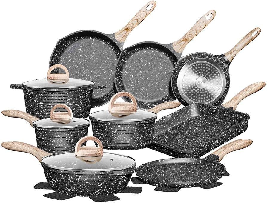 JEETEE Pots and Pans Set Nonstick 20pcs, Healthy Kitchen Cookware Sets, Induction Cooking Set W/G... | Amazon (US)