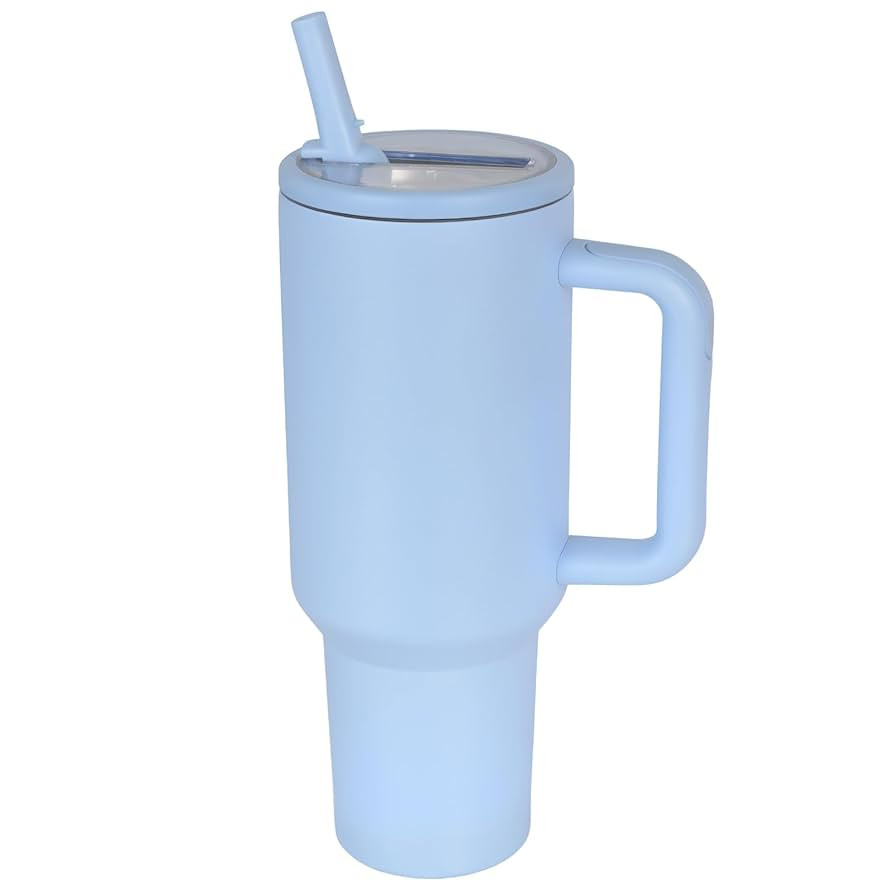 40 oz Insulated Tumbler with Handle,Flip Straw,Lid & Rubber Base Stainless Steel Water Bottle - L... | Amazon (US)