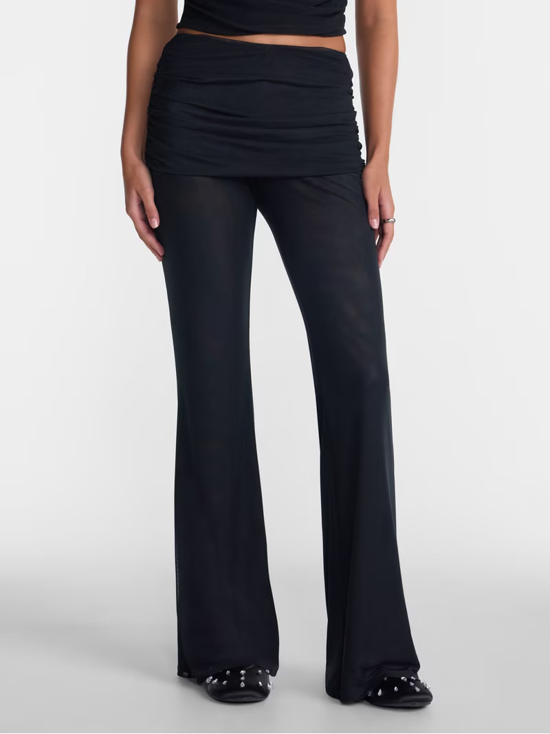 No Boundaries Foldover Draped Flare Trouser Pants, 32" Inseam, Women\u2019s XXS-XXL | Walmart (US)