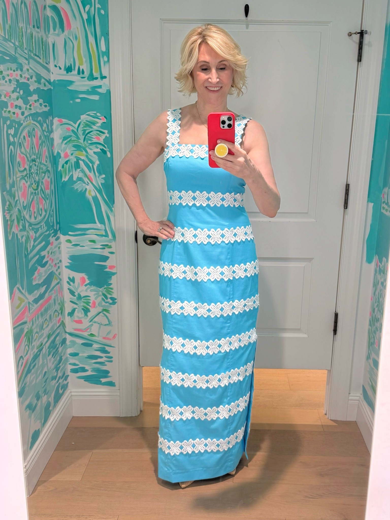This Lilly Pulitzer dress is the perfect reminder that elegance doesn’t have to feel serious or stiff. The beautiful blue color paired with the white appliqué detailing feels so fresh, feminine, and polished — exactly the kind of dress that makes you feel special the moment you slip it on.

I know a lot of women over 50 start leaning toward darker colors because they feel “safer,” but softer vibrant shades like this can actually be incredibly flattering and youthful without trying too hard.

#LTKootd #LTKSeasonal #LTKgrwm