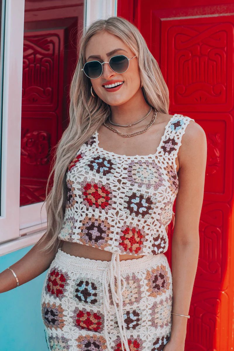 Beauty Of Blooms Patterned Crochet Top | Apricot Lane Boutique