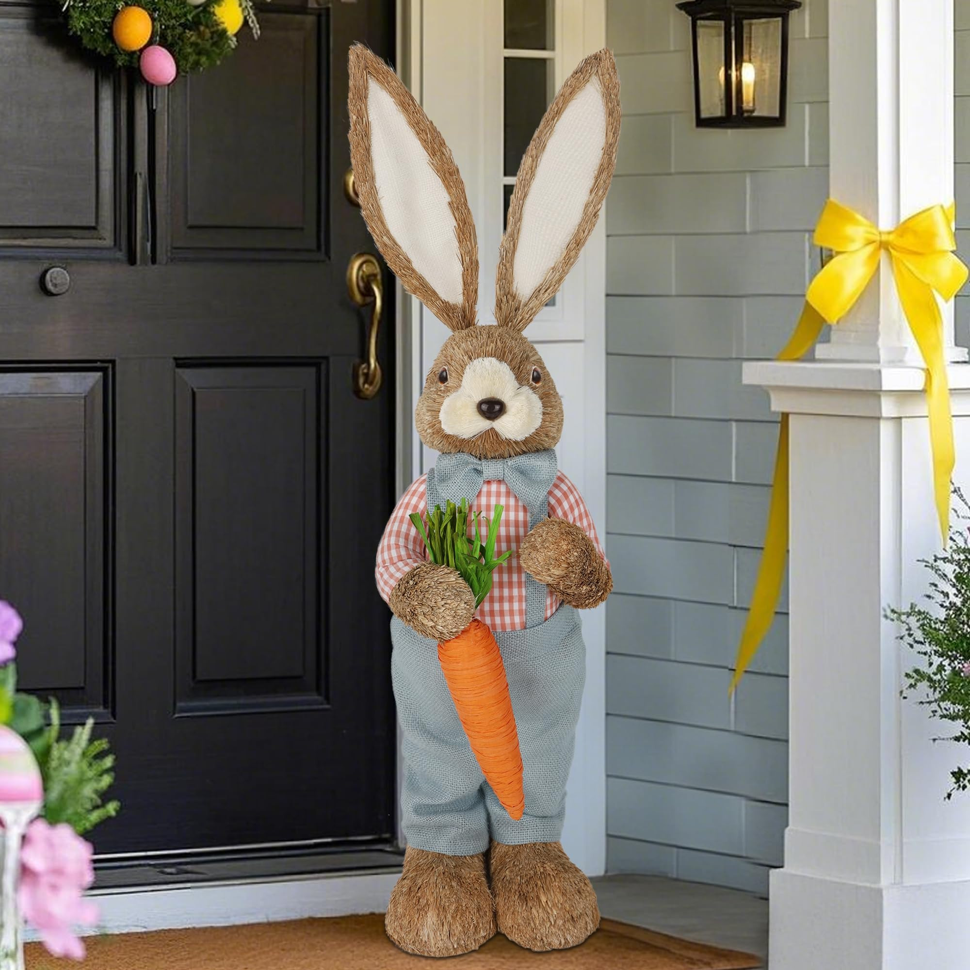 DR.DUDU 2.7FT Large Easter Bunny Decor – Outdoor Easter Decorations for Porch & Home, Straw Sta... | Amazon (US)