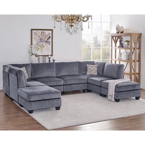 Dawnelle 120" Wide Velvet Symmetrical Modular Sectional with Ottoman | Wayfair Professional