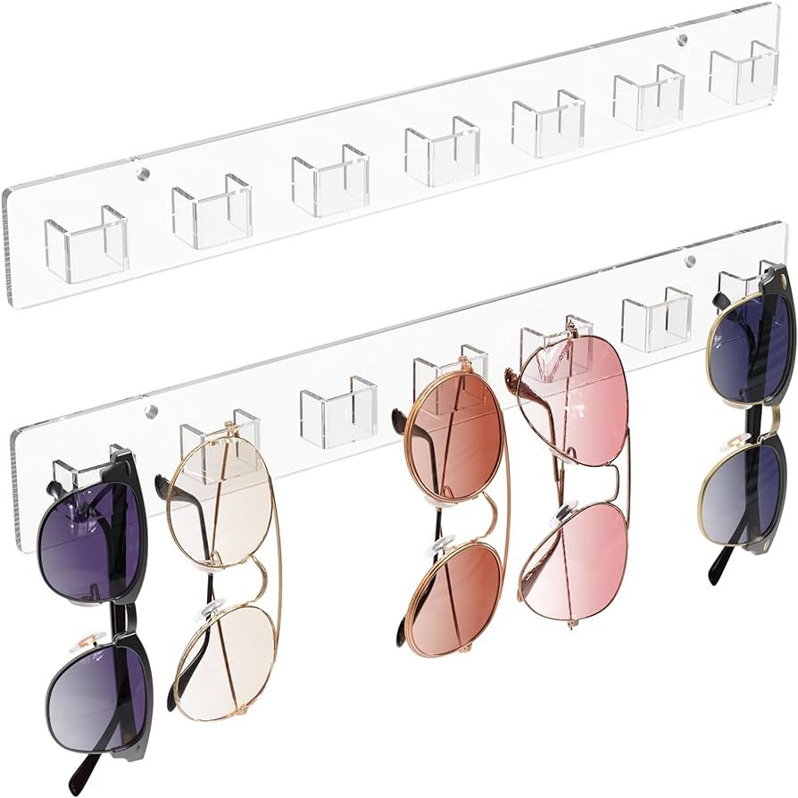 MaxGear Sunglasses Organizer 2 Pack, Wall Glasses Holder, Acrylic Sunglasses Display, Eyeglass Or... | Amazon (US)