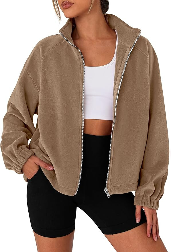 PRETTYGARDEN Womens 2026 Winter Fleece Sherpa Jacket Trendy Long Sleeve Zip Up Cropped Warm Coat ... | Amazon (US)