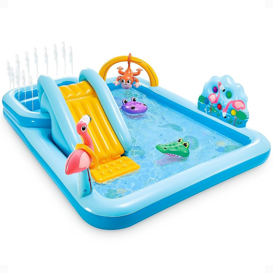 Intex 96" x 78" x 28" Inflatable Jungle Adventure Play Center Spray Kiddie Pool - Backyard Kids W... | Amazon (US)