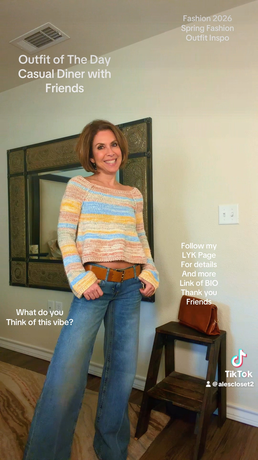 Casual dinner look with a fun spring vibe 💙 I’m absolutely in love with this colorful cotton sweater  the cut is so flattering and easy to wear. Paired with one of my favorite low rise wide leg jeans for that effortless, put-together feel ✨

Wearing size 25 in Lucky Brand jeans and XS in this Anthropologie sweater—both true to size and already on repeat 🤍

Everything linked below for easy shopping 💫


#ltkstyle #springoutfits #casualchic #everydaystyle #over40fashion #effortlessstyle #ltkfinds

#LTKOver40 #LTKSeasonal