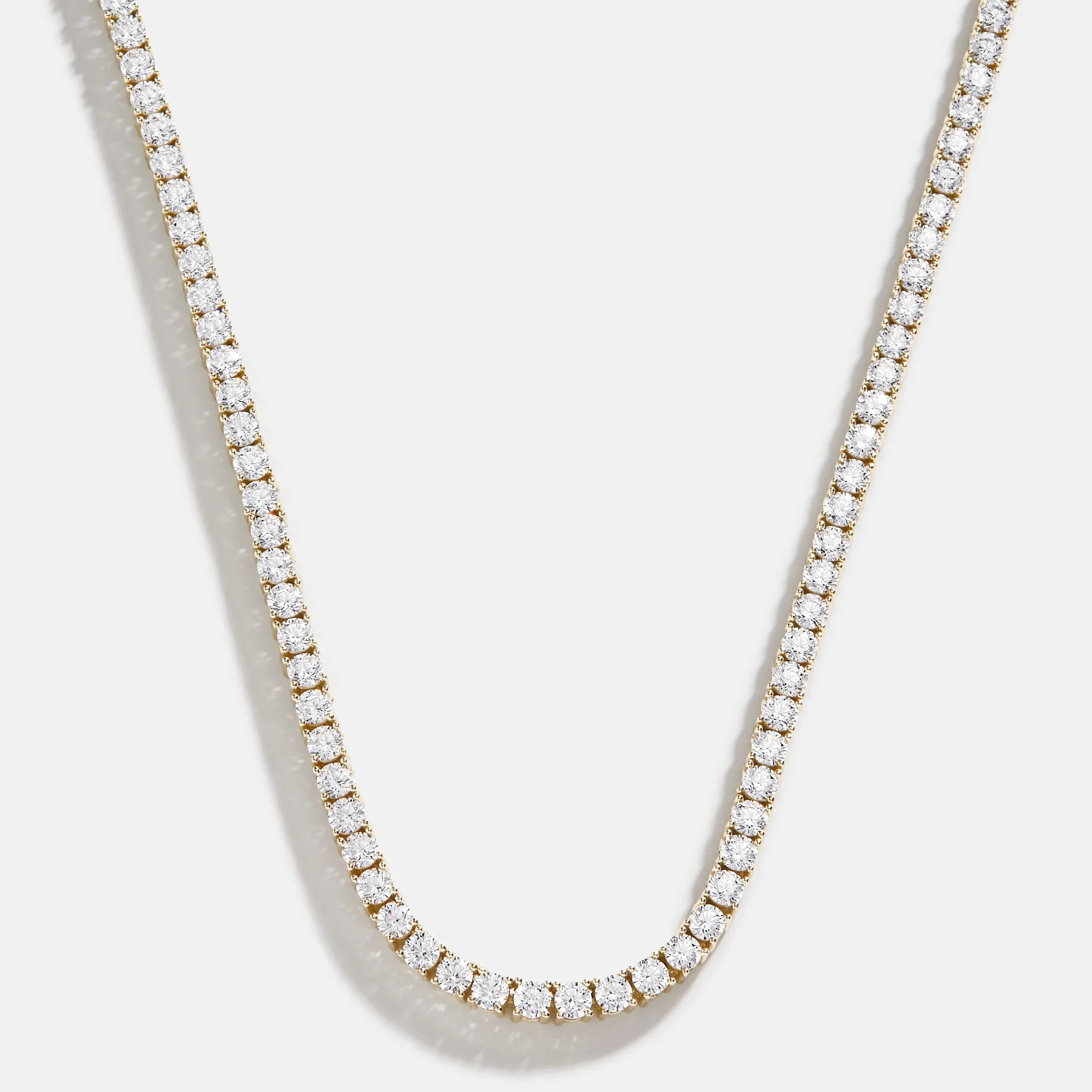 Tennis Necklace Gold 3mm 925 Sterling Silver - VVS D Color Moissanite Diamond - 18 Carat Gold Plated / 50 Cm | Casual Chic Boutique