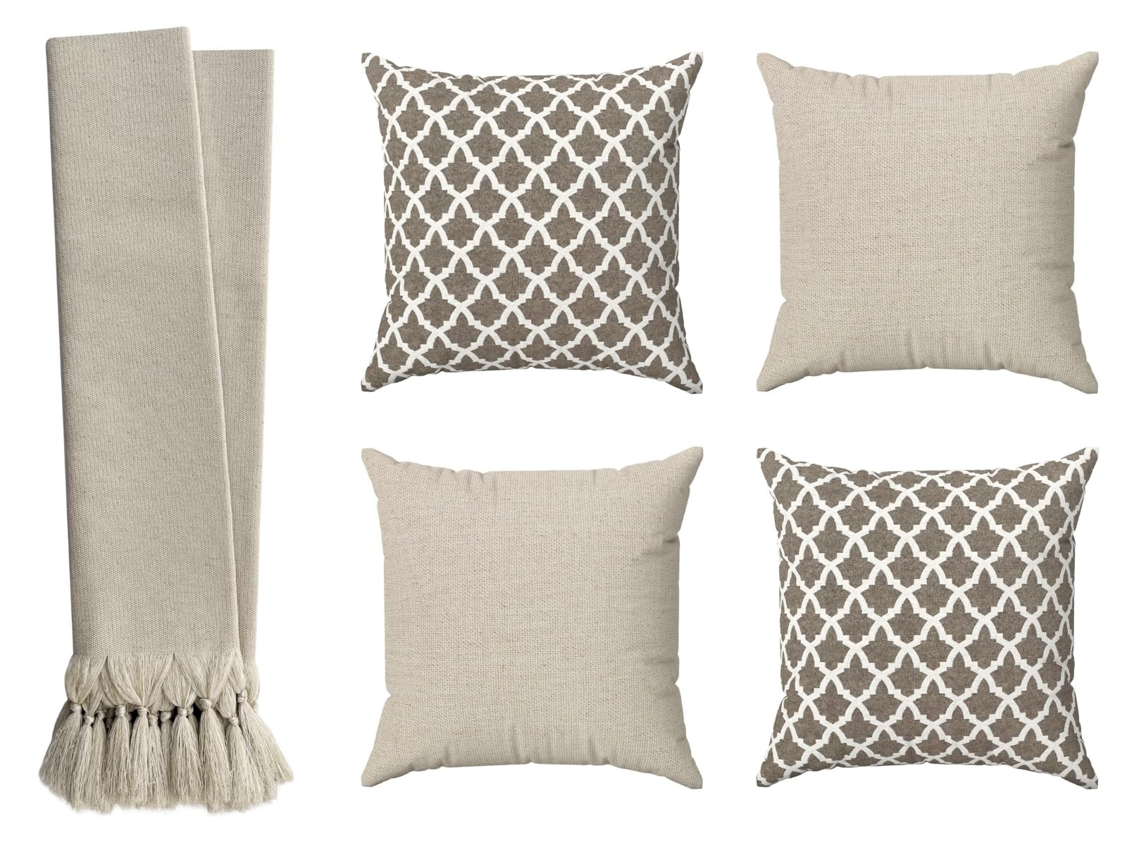 Kit Manta Para Sofá Bege Cru 2,20m + 4 Capas De Almofadas Geométricas (Bege) | Amazon (BR)