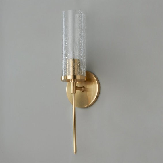 Pencil Arm and Crackle Glass Sconce | Shades of Light