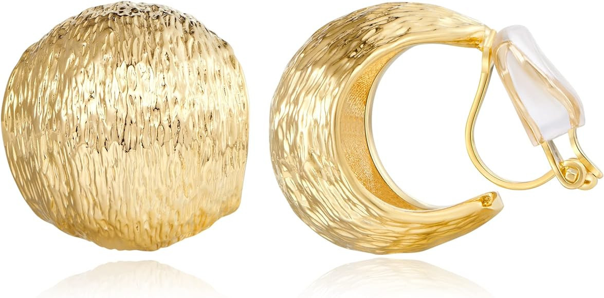 Gold Silver Square Round Teardrop Doorknocker Hoops Clip On Earrings for Women Geometry Clip Earr... | Amazon (US)