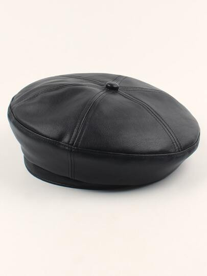 Solid PU Beret | SHEIN