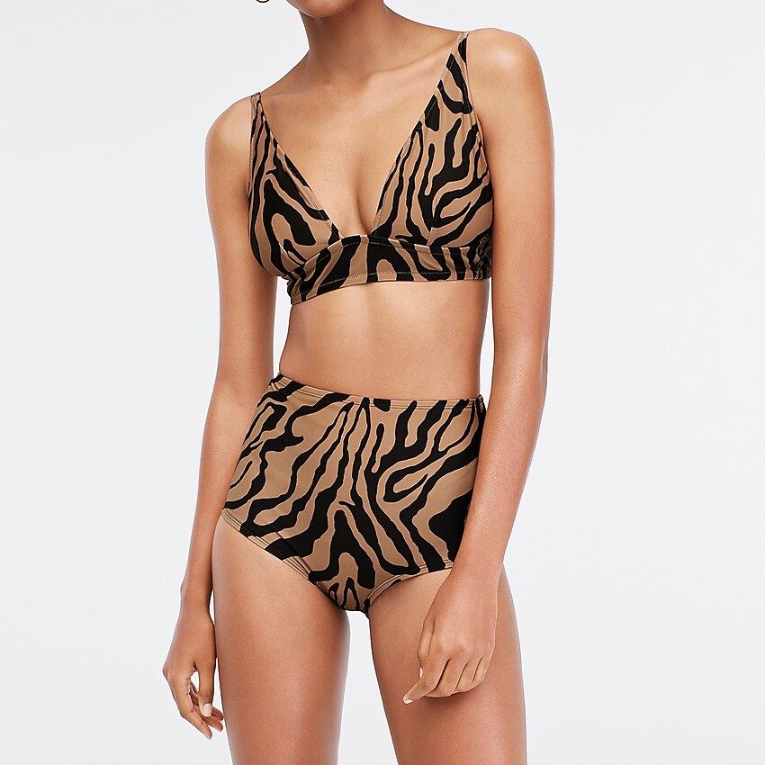 High-waisted bikini bottom in zebra stripe | J.Crew US