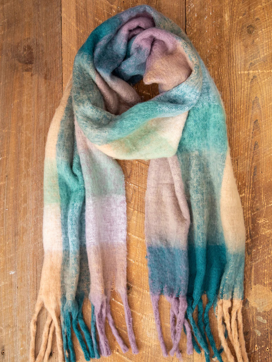 Plaid Cozy Scarf Blue Sage | Natural Life