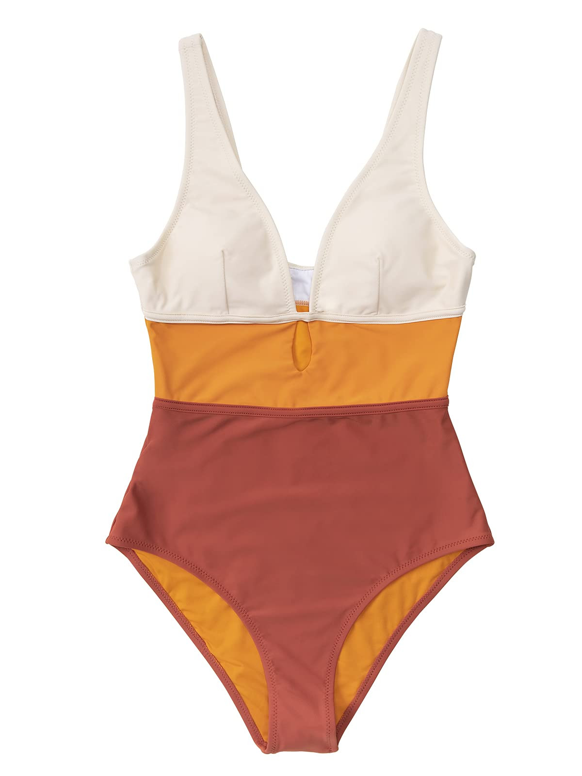 Cupshe Women's One Piece Swimsuit Color Block Keyhole Cutout Bathing Suit , M | Walmart (US)