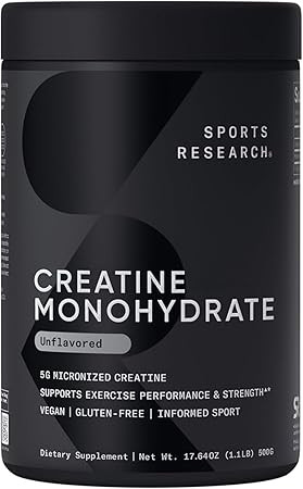 Sports Research Creatine Monohydrate - Gain Lean Muscle, Improve Performance and Strength and Sup... | Amazon (US)