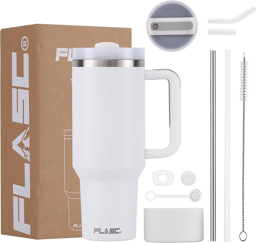 FLASC 40 oz Tumbler With Handle and Straw | 100% Leakproof Insulated Tumbler With Lid and Straw |... | Amazon (US)