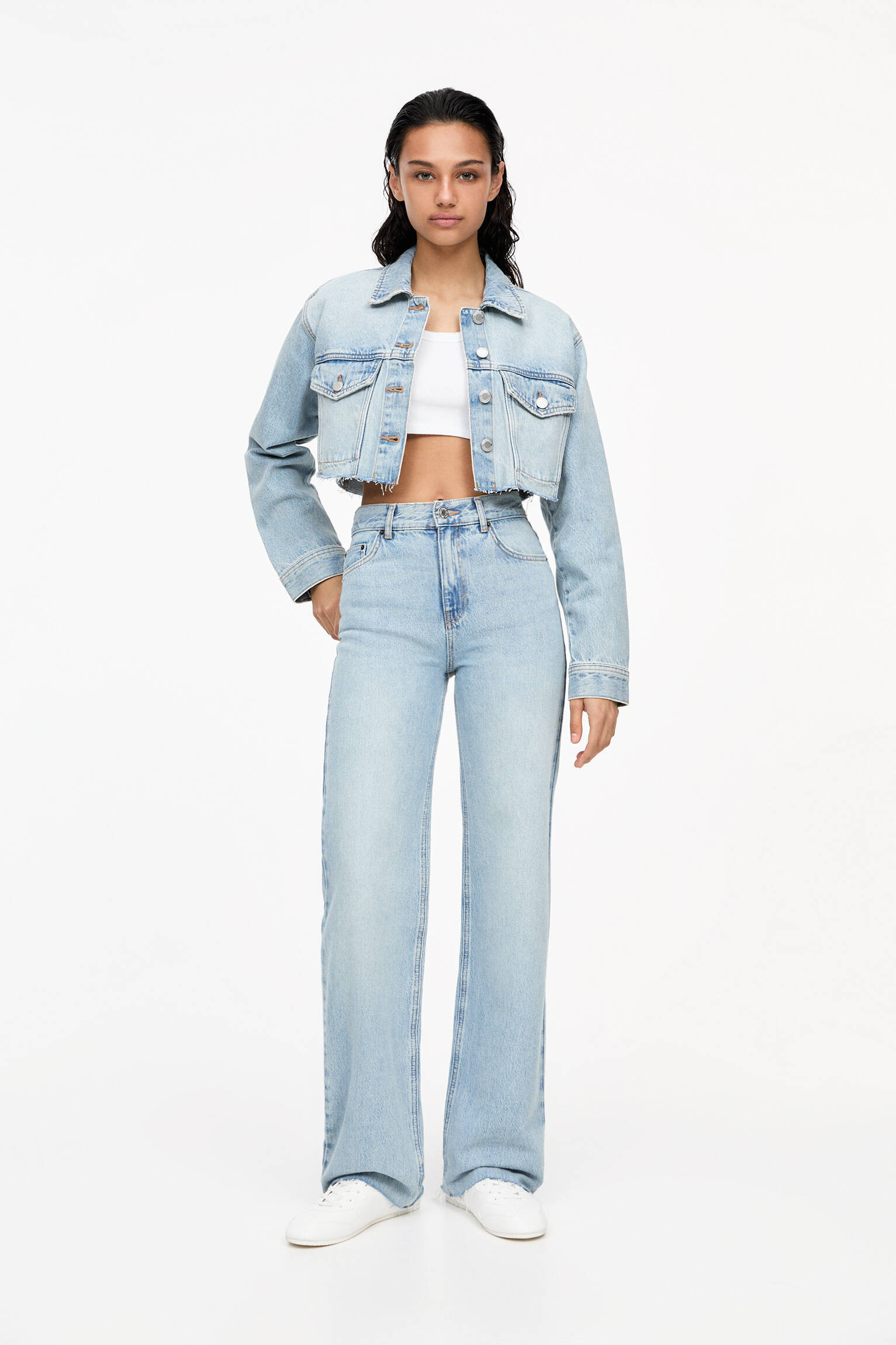Straight-leg high-waist jeans | PULL and BEAR UK