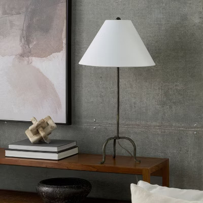 Nourison 28" Black Wrought Iron Heritage Metal Slim Tripod Table Lamp | Target