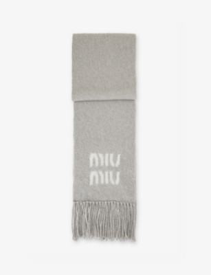 Logo-Jacquard Fringed Mohair-Blend Scarf | Selfridges