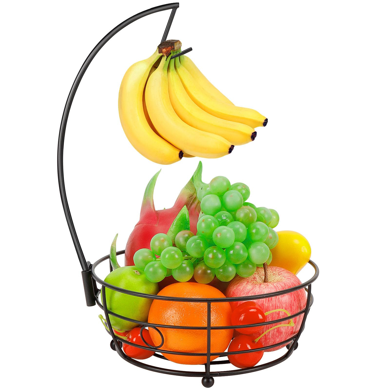 Livabber Countertop Fruit Basket Bowl with Banana Hanger, Modern Standing Fruit Vegetable Bowl St... | Amazon (US)