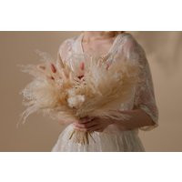 Pampas Grass & Eternal Roses Bridal Bouquet/Terracota Peach Burgundy Autumn Wedding | Etsy (US)