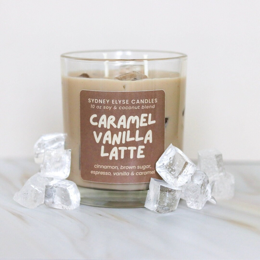 Latte Candle, Iced Coffee Gift, Coffee Candle, Gel Wax Candle, Vanilla Candle, Caramel Candle, Ic... | Etsy (US)