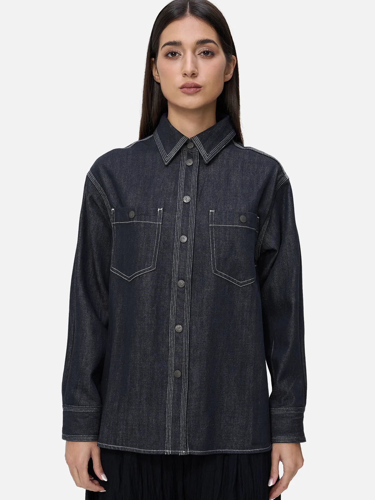 Classic Snap Button Denim Shirt | SDEER