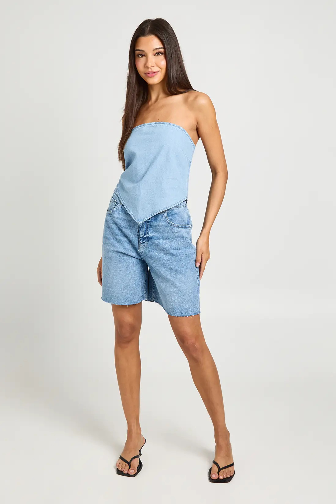 Light Wash Chambray Bandeau Scarf Top | Boohoo | Boohoo.com (UK & IE)