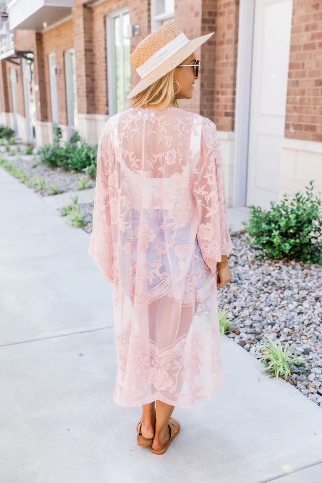 Over Joyed Lace Kimono Blush | The Pink Lily Boutique