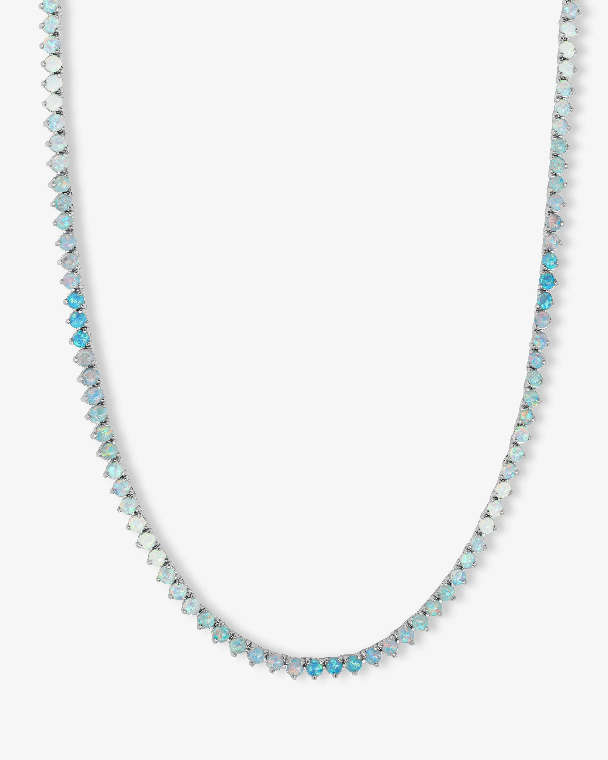 Not Your Basic Ombré Tennis Necklace - Silver|Blue Opal Ombré | Melinda Maria Jewelry