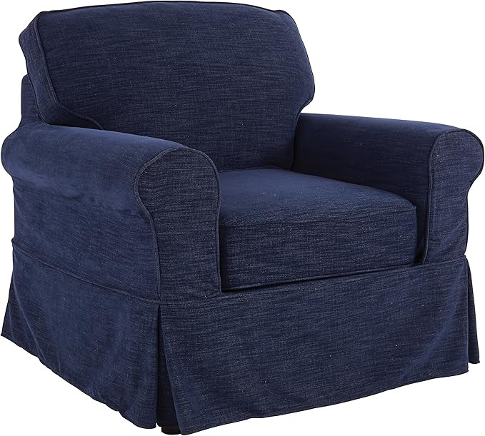 OSP Home Furnishings Ashton Rolled Arm Chair with Slipcover, Navy | Amazon (US)