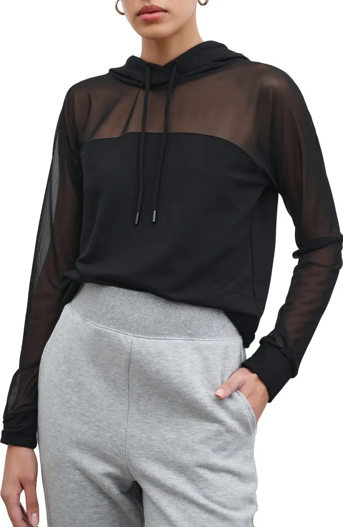 Park Sheer Mesh & French Terry Hoodie | Nordstrom