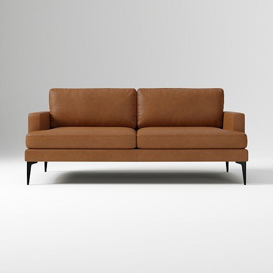 Andes 76.5" Sofa Ludlow Leather Mace Dark Pewter Poly | West Elm (US)