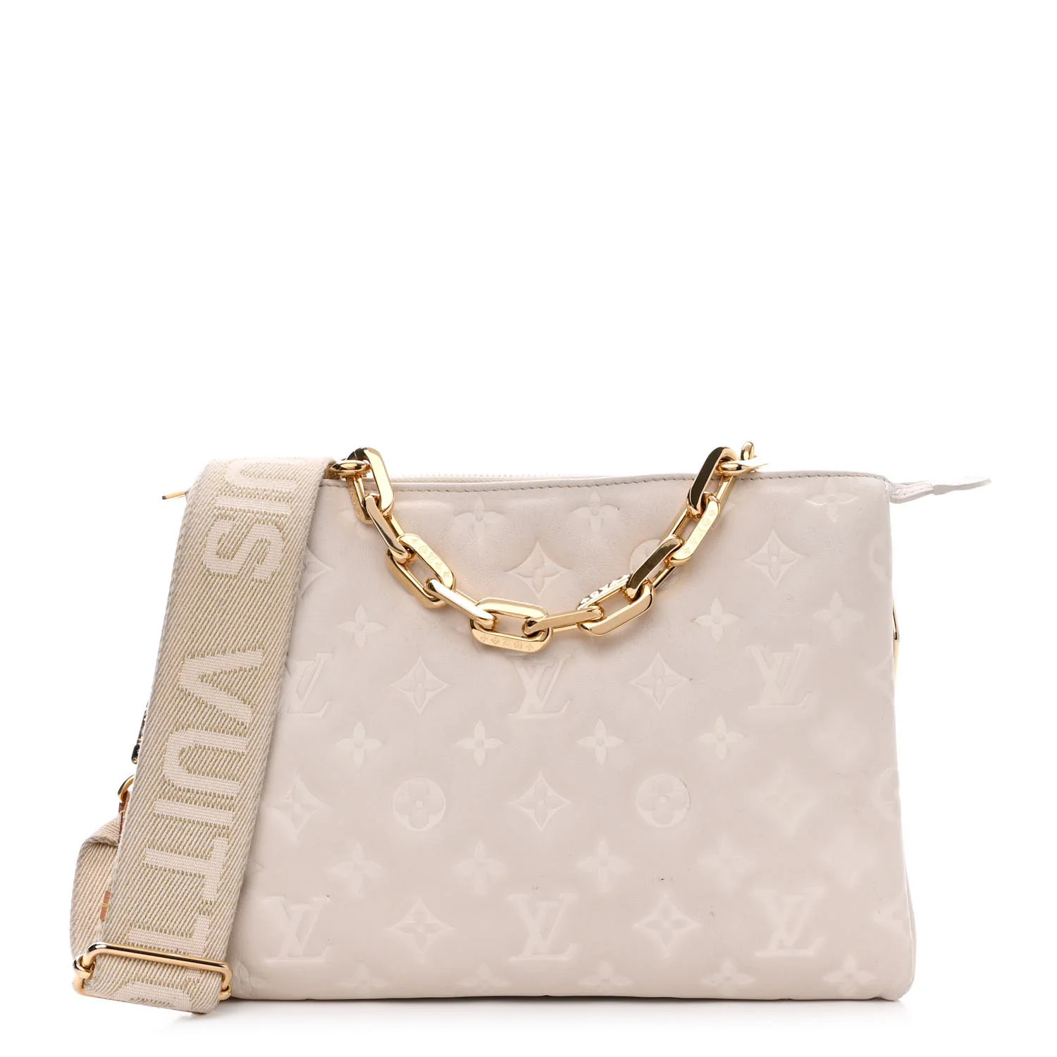Lambskin Embossed Monogram Coussin PM Beige Cream | FASHIONPHILE (US)